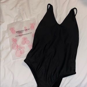 Open Back Black Swimsuit